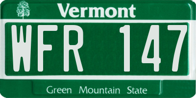 VT license plate WFR147