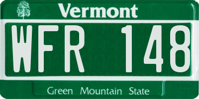 VT license plate WFR148