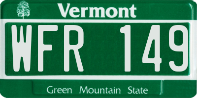VT license plate WFR149