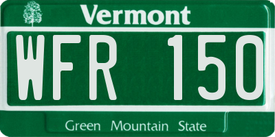 VT license plate WFR150
