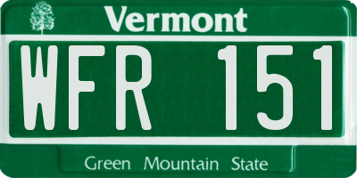 VT license plate WFR151