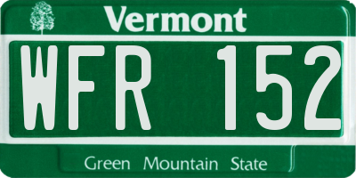 VT license plate WFR152