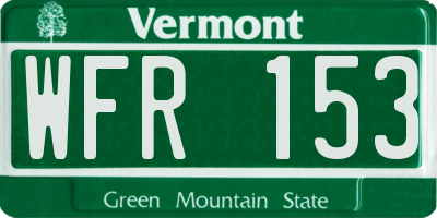 VT license plate WFR153
