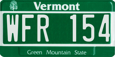 VT license plate WFR154