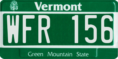 VT license plate WFR156