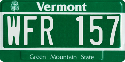 VT license plate WFR157