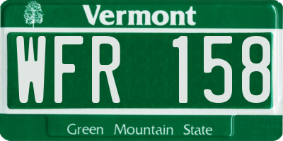 VT license plate WFR158