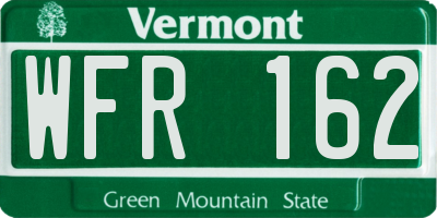 VT license plate WFR162