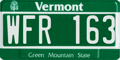 VT license plate WFR163