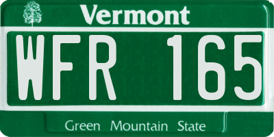 VT license plate WFR165