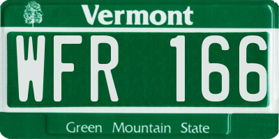VT license plate WFR166