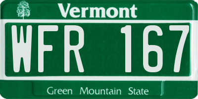 VT license plate WFR167