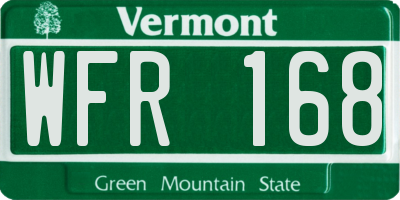 VT license plate WFR168