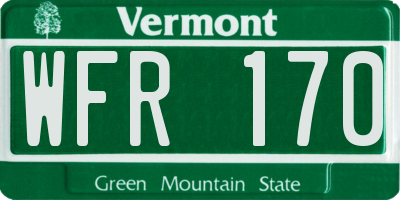 VT license plate WFR170