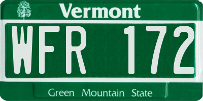 VT license plate WFR172