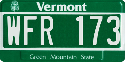 VT license plate WFR173