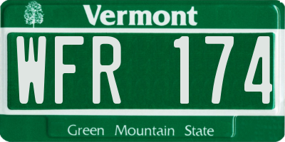 VT license plate WFR174