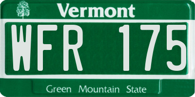 VT license plate WFR175