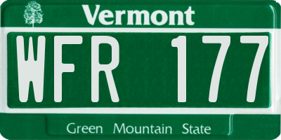 VT license plate WFR177