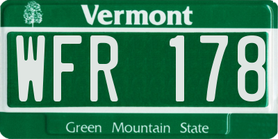 VT license plate WFR178
