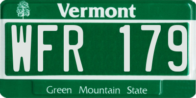 VT license plate WFR179