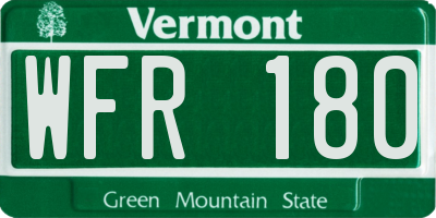 VT license plate WFR180