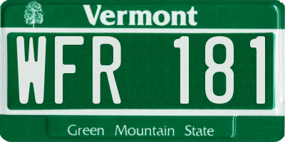 VT license plate WFR181