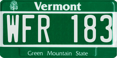 VT license plate WFR183