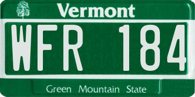 VT license plate WFR184