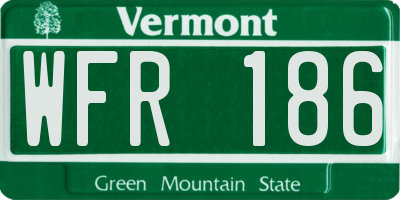 VT license plate WFR186