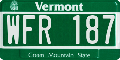 VT license plate WFR187