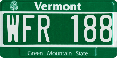 VT license plate WFR188