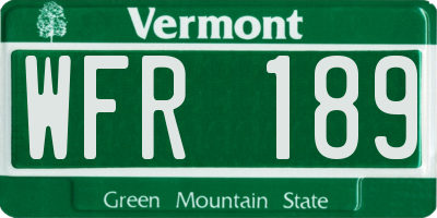 VT license plate WFR189