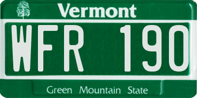 VT license plate WFR190