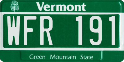 VT license plate WFR191