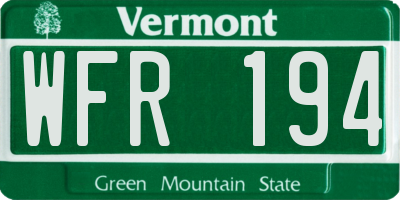 VT license plate WFR194