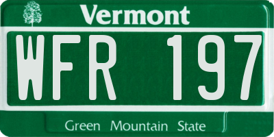 VT license plate WFR197
