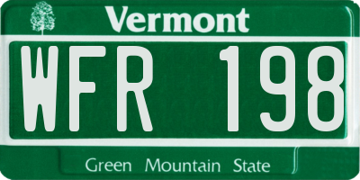 VT license plate WFR198