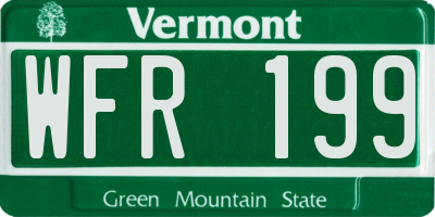 VT license plate WFR199