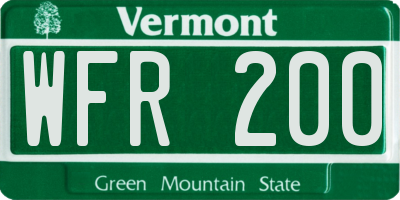 VT license plate WFR200
