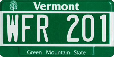 VT license plate WFR201