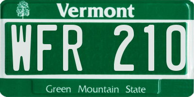 VT license plate WFR210