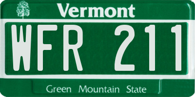 VT license plate WFR211