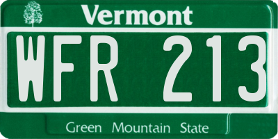 VT license plate WFR213