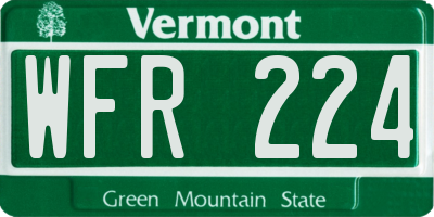 VT license plate WFR224