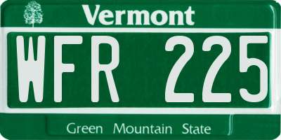 VT license plate WFR225