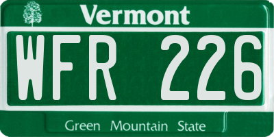 VT license plate WFR226
