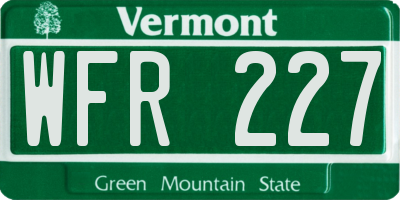 VT license plate WFR227