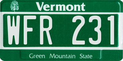 VT license plate WFR231