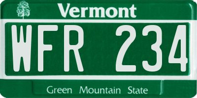 VT license plate WFR234